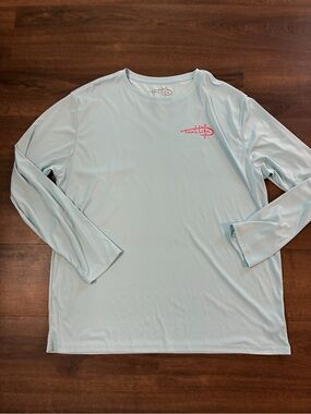 Reel Life Fishing Shirt XXXL Blue Long Sleeve Flag Graphic